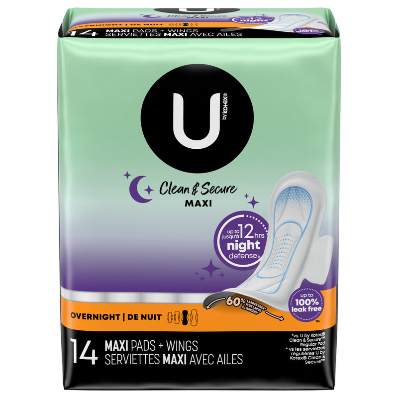 KOTEX OVERNIGHT MAXI PADS W WI [14 ea]