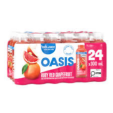 Oasis Ruby Red Grapefruit Juice Bottles 24X300mL