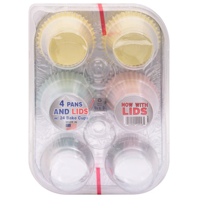 HANDFOIL MUFFINS PANS W/LID CU [4 EA]