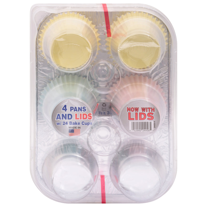HANDFOIL MUFFINS PANS W/LID CU [4 EA]
