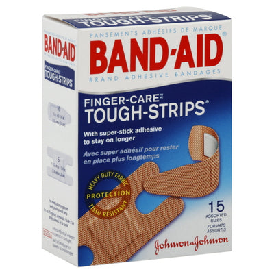 BANDAID FINGER CARE TOUGH STRI [15 EA]