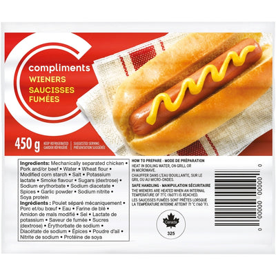 COMPLIMENTS WIENERS 450GMS [450 g]