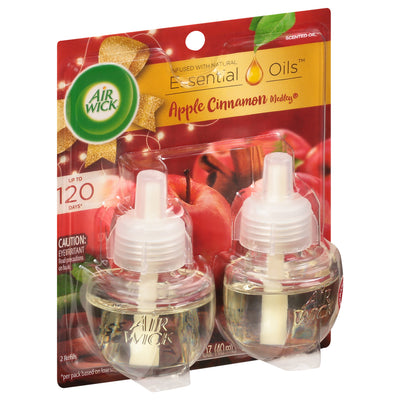 Air Wick Scented Oil Air Freshener with Essential Oils, Twin Pack, Apple Cinnamon Medley, 19 g, 2 ct